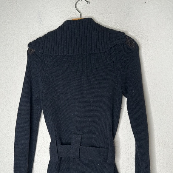 Lord & Taylor Cashmere Wool Cardigan Trench Sweater Black XS Quiet Luxury Preppy - Picture 7 of 8